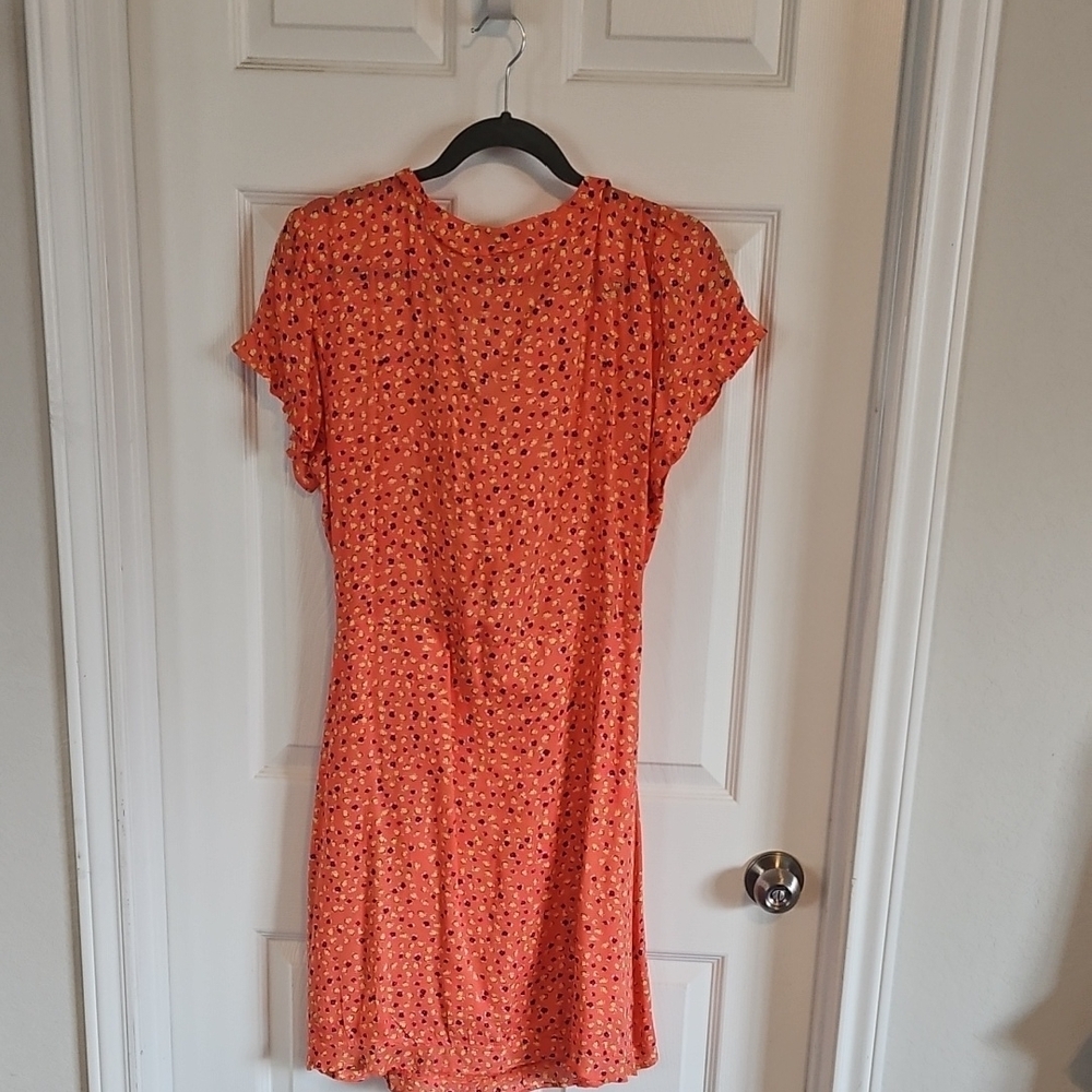 Jessica Simpson Peach Wrap Sundress with Flutter Sleeves Sz XL - Picture 7 of 8